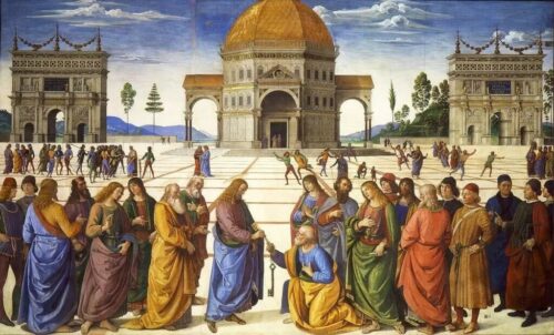 Afresco ‘Cristo dando as chaves a Pedro’, de Pietro Perugino