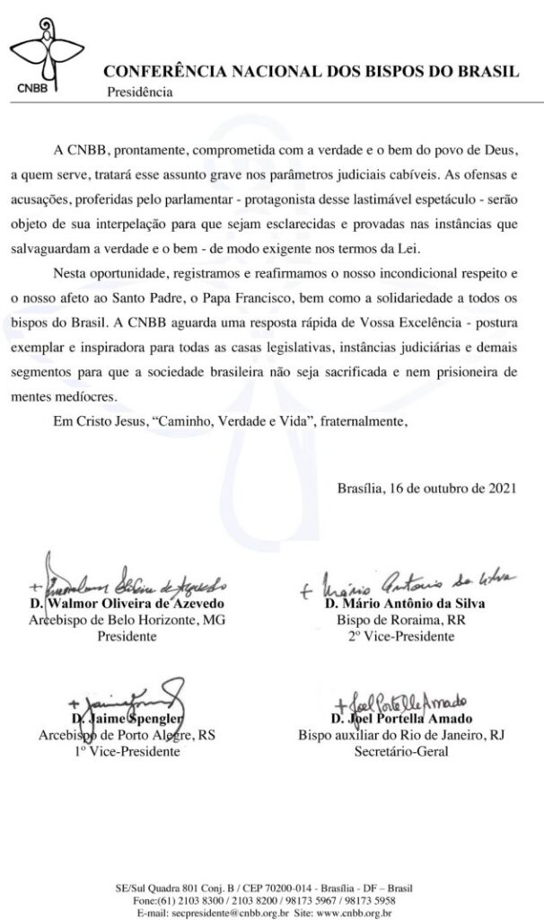 CNBB repudia ataques de parlamentar paulista ao Papa e ao episcopado brasileiro