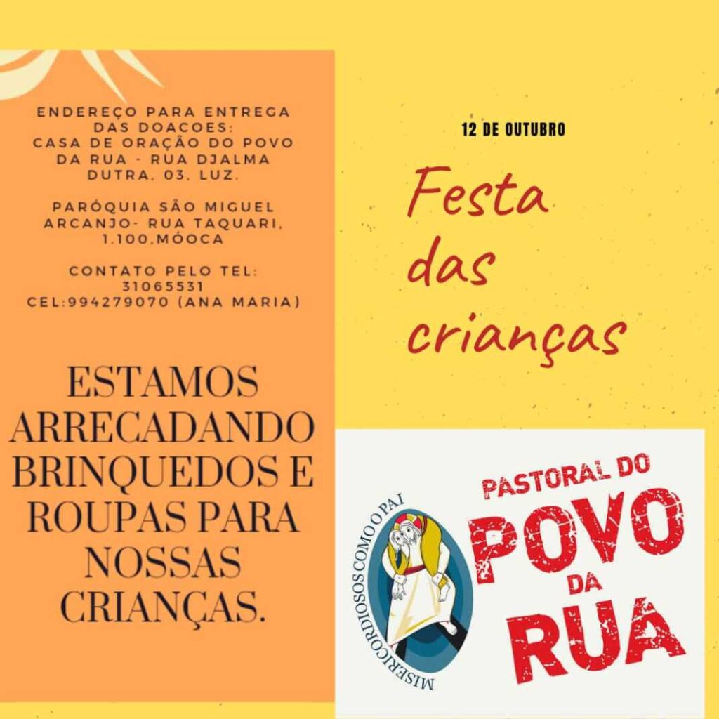 Pastoral do Povo da Rua arrecada brinquedos e roupas para o Dia das Crianças, Jornal O São Paulo