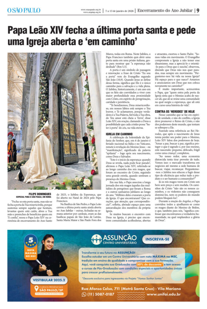 Jubileu é concluído, mas o chamado a caminhar na esperança continua - Jornal O São Paulo