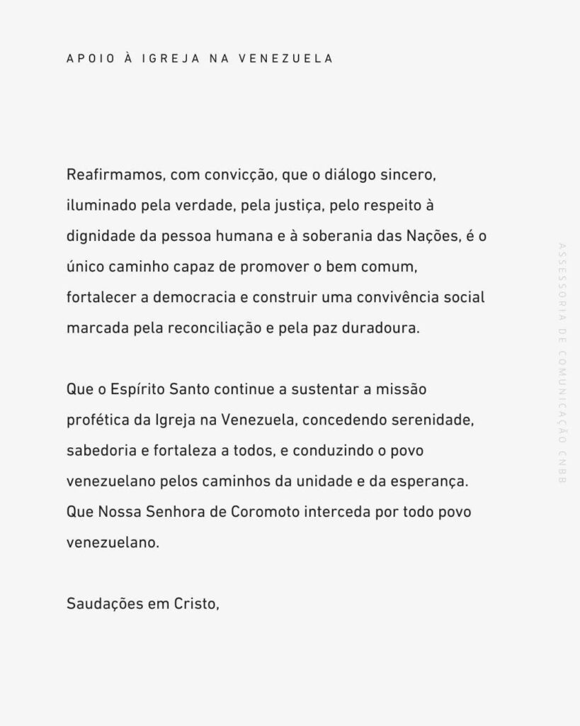 CNBB expressa solidariedade à Igreja na Venezuela e à população - Jornal O São Paulo