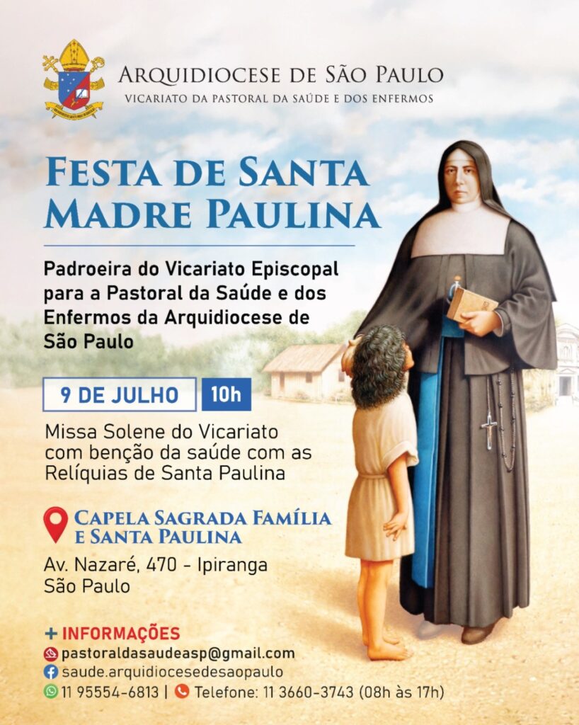 Vicariato para a Pastoral da Saúde e dos Enfermos celebra Festa de Santa Paulina - Jornal O São Paulo